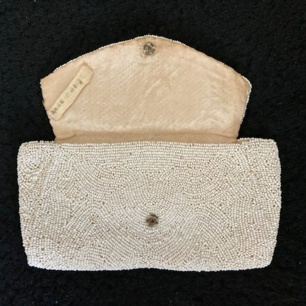 White Beaded Bridal Purse - 1940s